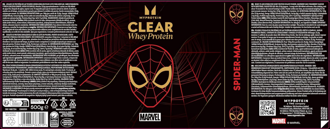 Limited Edition MyProtein Clear Whey 500g Spiderman - Raspberry and Cranberry